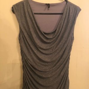Gray drapey Maurice’s Top Blouse Office Wear